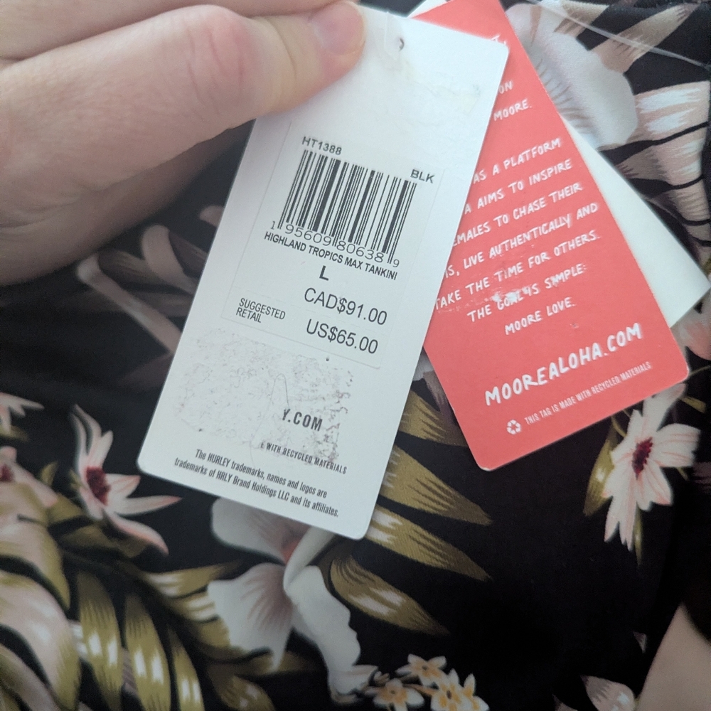HurleyJuniors' Highland Tropics Printed Scoop-Neck Bikini. NWTs Sz L #F19 - Picture 4 of 5